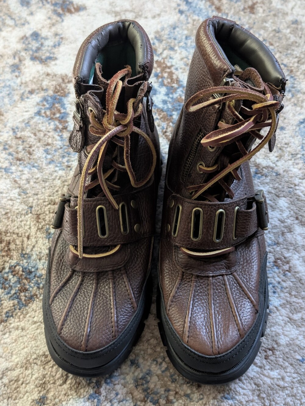Vintage Ralph Lauren POLO Buckle Brown Leather Boots